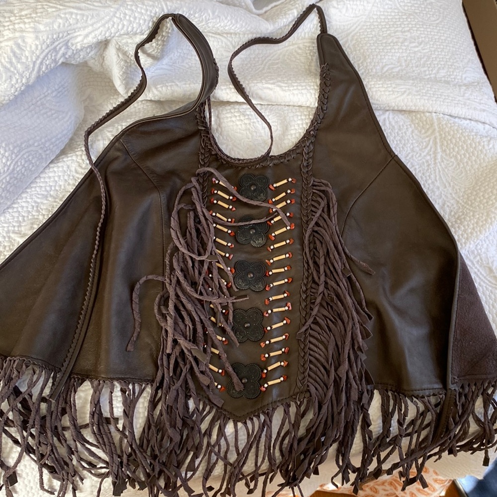 Beautiful fringed leather vest